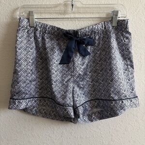Victoria's Secret Navy Abstract Print satin pajama shorts elastic waist size S